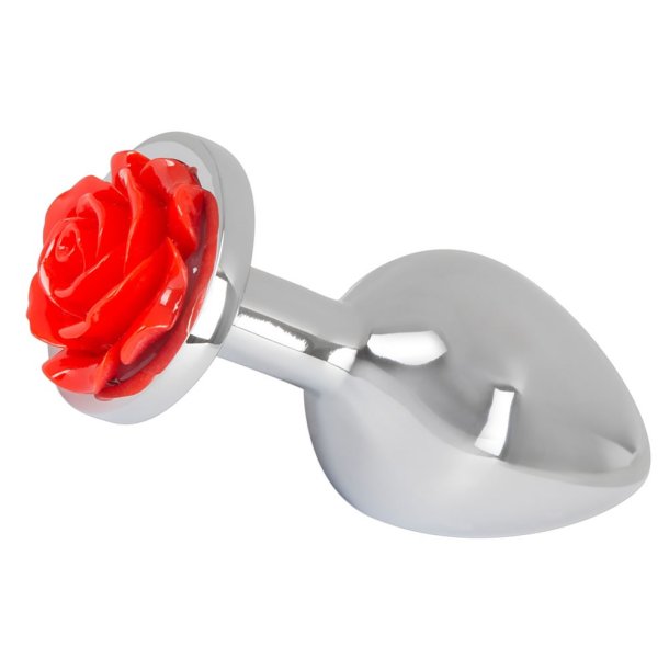 Aluminium Anal Plug med Rose i Bunden