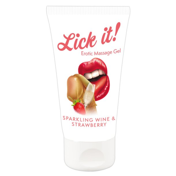 Lick-it Jordbr og Champagne Massage Olie (50 ml)