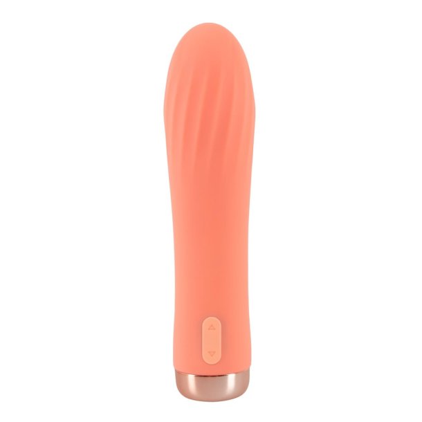 Peachy Ribbed Mini Vibrator