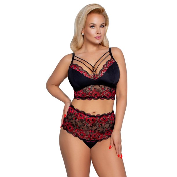 Plus Size Blonde BH st i Rd og Sort