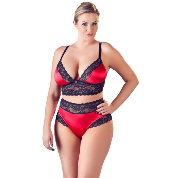 Plus Size Longline BH st i Rd og Sort